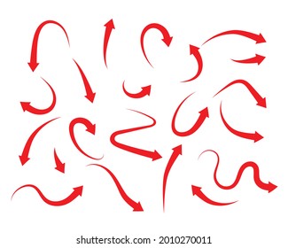 Red arrow icon indicating different direction. A set icons isolated on a white background for website banners ads and design elements.