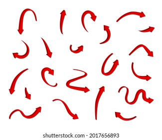 Red arrow icon indicating different direction. A set icons isolated on a white background for website banners ads and design elements.