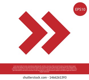 Red Arrow icon isolated on white background. Direction Arrowhead symbol. Navigation pointer sign.  Vector Illustration