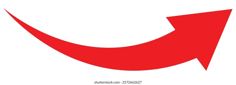 Red arrow icon isolated on white background. Flat style curved arrow icon for your web site design, logo, app, UI. Arrow curved indicated the direction symbol. Red curved arrow sign.