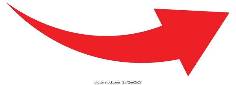 Red arrow icon isolated on white background. Flat style curved arrow icon for your web site design, logo, app, UI. Arrow curved indicated the direction symbol. Red curved arrow sign.