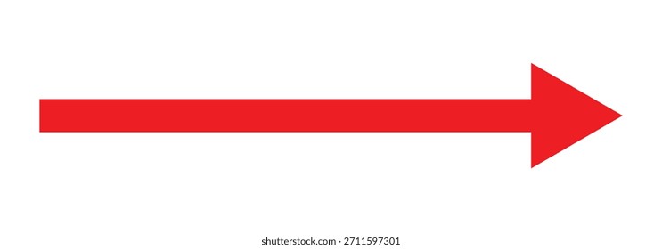 Un icono de flecha roja aislado en un fondo blanco. Icono de flecha de estilo plano para diseño de Sitio web, logotipos e interfaz de usuario del App, que indica la dirección correcta.