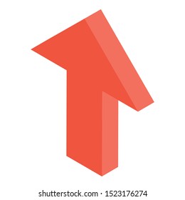 Red arrow up icon. Isometric of red arrow up vector icon for web design isolated on white background