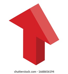 Red arrow up icon. Isometric of red arrow up vector icon for web design isolated on white background