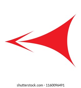Red arrow icon, logo, symbol, button isolated on white background. Vector illustration for menu, pointer, marker