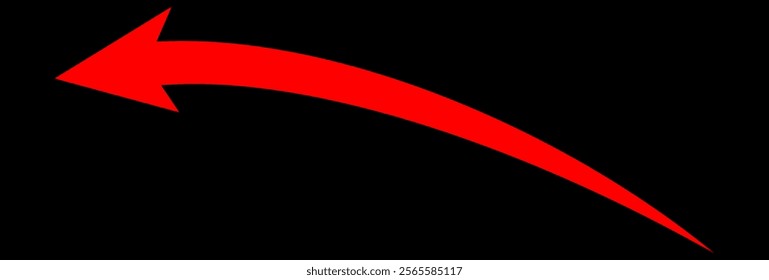 red arrow icon on transparent background. Long curve arrow business financial Flat style arrow icon for your website, design, logo, app, UI., curved arrow sign. eps10