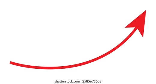 red  arrow icon on transparent background. Flat style arrow icon for your website, design, logo, app, UI., curved arrow sign.  `1176