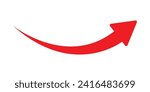 red arrow icon on white background. flat style. arrow icon for your web site design, logo, app, UI. arrow indicated the direction symbol. curved arrow sign. Vector illustration. eps file 12.