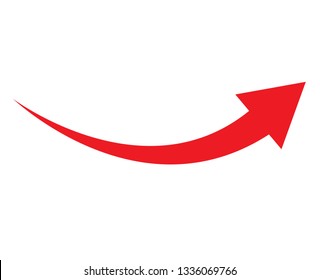 red arrow icon on white background. flat style. arrow icon for your web site design, logo, app, UI. arrow indicated the direction symbol. curved arrow sign.