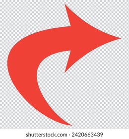 red arrow icon on white background. flat style. arrow icon for your web site design, logo, app, UI. arrow indicated the direction symbol. curved arrow sign.