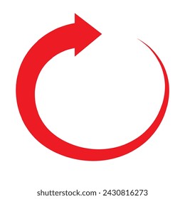 Red arrow icon on white background. flat style. arrow icon for your web site design, logo, app, UI. arrow indicated the direction symbol. curved arrow sign. Vector illustration.