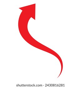 Red arrow icon on white background. flat style. arrow icon for your web site design, logo, app, UI. arrow indicated the direction symbol. curved arrow sign. Vector illustration.