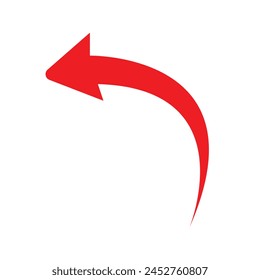 Red Arrow icon. red arrow icon on white background. flat style. arrow icon for your web site design, logo, app, UI. curved arrow sign. Vector illustration. Eps file 529.