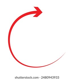 Red Arrow icon. red arrow icon on white background. flat style. arrow icon for your web site design, logo, app, UI. curved arrow sign. Vector icon. Eps 10.