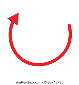 Red Arrow icon. red arrow icon on white background. flat style. arrow icon for your web site design, logo, app, UI. curved arrow sign. Vector icon. Eps 10.