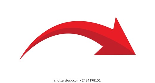 red arrow icon on white background. flat style. arrow icon for your web site design, logo, app, UI. arrow indicated the direction symbol. curved arrow sign