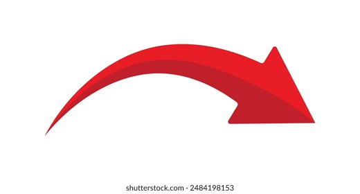 red arrow icon on white background. flat style. arrow icon for your web site design, logo, app, UI. arrow indicated the direction symbol. curved arrow sign