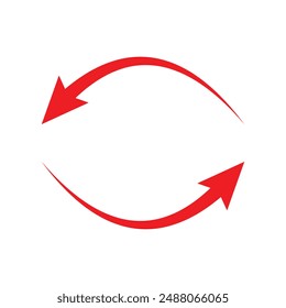 red arrow icon on white background. flat style. arrow icon for your web site design, logo, app, UI. arrow indicated the direction symbol. curved arrow sign.