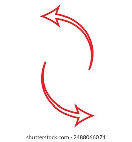 red arrow icon on white background. flat style. arrow icon for your web site design, logo, app, UI. arrow indicated the direction symbol. curved arrow sign.
