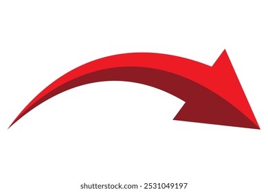 red arrow icon on white background. flat style. arrow icon for your web site design, logo, app, UI. arrow indicated the direction symbol. curved arrow sign