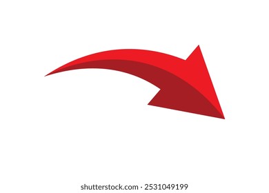 red arrow icon on white background. flat style. arrow icon for your web site design, logo, app, UI. arrow indicated the direction symbol. curved arrow sign