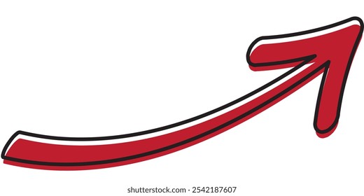 Icono rojo de la flecha en un fondo blanco, icono de la flecha para el diseño del Sitio web, logotipo, UI, información, App, Ilustración vectorial de la muestra de la flecha