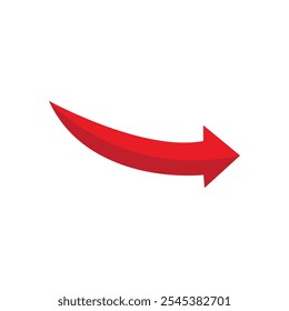 Red Arrow icon. red arrow icon on white background. flat style. arrow icon for your web site design, logo, app, UI. curved arrow sign. Vector illustration.