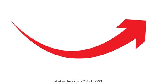 red arrow icon on white background. flat style. arrow icon for your web site design, logo, app, UI. arrow indicated the direction symbol. curved arrow sign.