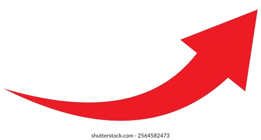 Red Arrow icon. red arrow icon on white background. flat style. arrow icon for your web site design, logo, app, UI. curved arrow sign. Vector illustration.