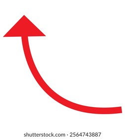 Red Arrow icon. red arrow icon on white background. flat style. red arrow icon on white background. curved arrow sign.