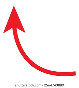 Red Arrow icon. red arrow icon on white background. flat style. red arrow icon on white background. curved arrow sign.