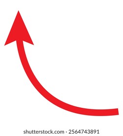 Red Arrow icon. red arrow icon on white background. flat style. red arrow icon on white background. curved arrow sign.