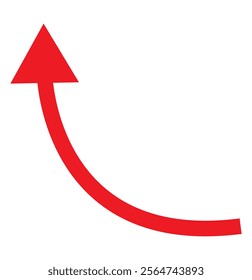 Red Arrow icon. red arrow icon on white background. flat style. red arrow icon on white background. curved arrow sign.