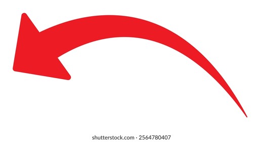 Red Arrow icon. red arrow icon on white background. flat style. arrow icon for your web site design, logo, app, UI. curved arrow sign. Vector illustration. 