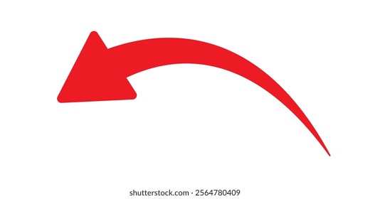 Red Arrow icon. red arrow icon on white background. flat style. arrow icon for your web site design, logo, app, UI. curved arrow sign. Vector illustration. 