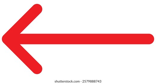 Red arrow icon on white background. Flat style. Long arrow symbol for web site design, logo, app, UI. Red arrow indicated the direction symbol. Long arrow sign.