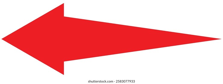 Red arrow icon on white background. Red arrow pointing towards left icon. Thick arrow icon vector styles isolated. Large backward, left pointing solid long arrow symbol vector. Vector illustrator