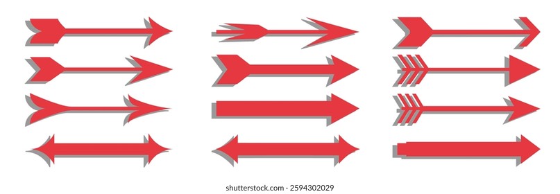 Red Arrow icon on white background. For web site design, logo, app. Curved arrow sign. Vector.