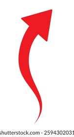 Red Arrow icon on white background. For web site design, logo, app. Curved arrow sign. Vector.