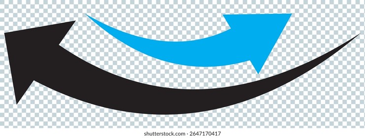 Red arrow icon on white background. Double two side arrow icon symbol. Curved arrows. Dual semi circle arrow. Curved arrow pointing. vector illustrator.