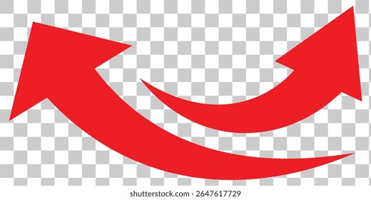 red arrow icon on white background. Flat style arrow icon for your website, design, logo, app, UI., curved arrow sign.