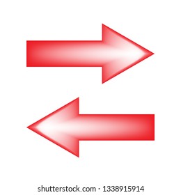 Red arrow icon, right left direction, vector