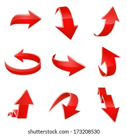 Red Arrow Icon Set. Vector