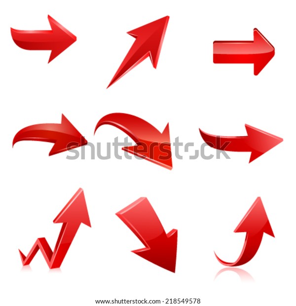 Red arrow icon set.\
Vector