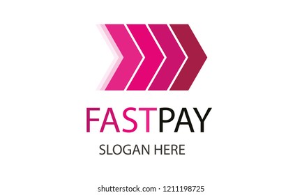 Red arrow icon. Vector illustration. Fast Pay logo