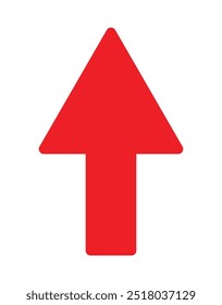 Ilustración vectorial de icono de flecha roja hacia arriba. Diseño sencillo. Aislado en un fondo blanco