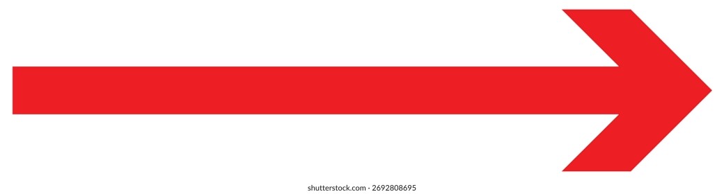 Vector de icono de flecha roja. Vector de icono de flechas largas rojas. Flecha de dirección roja. Vector de icono de flecha larga. Icono de Vector de flecha larga recta