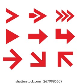 Conjunto de iconos de flecha roja con fondo aislado. Adecuado para su uso como diseño de objetos adicionales