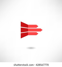 Red arrow isolated on white background