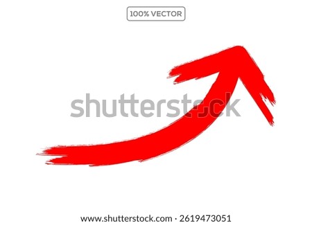 red arrow isolated on white.Brush stroke arrows. Rough paintbrush marks messy paint splatter textures, hand drawn graffiti pointers